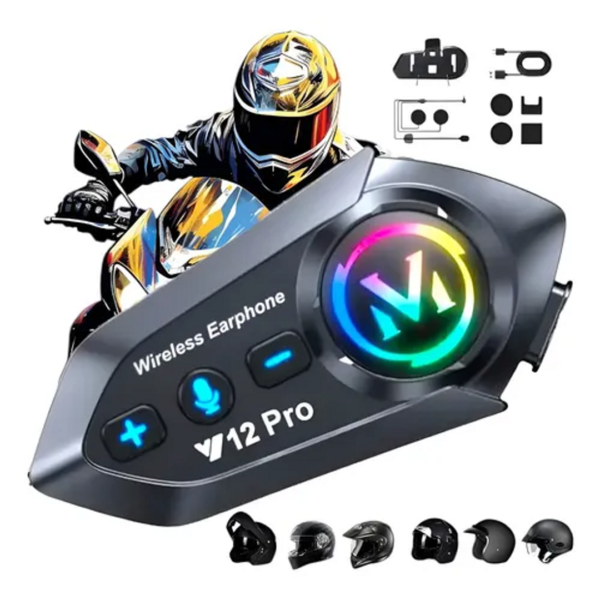 INTERCOMUNICADOR BLUETOOTH V12 PRO PARA CASCO