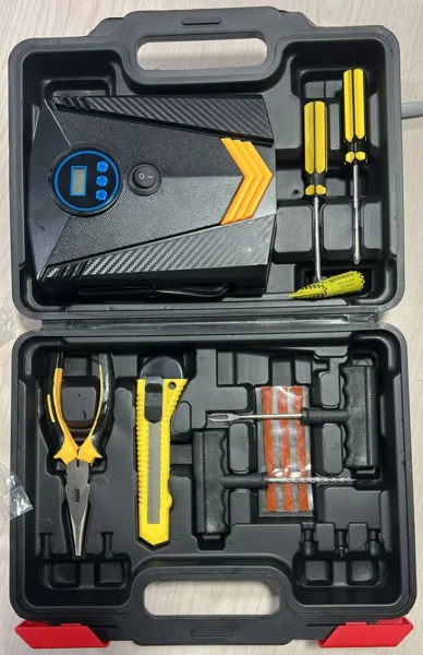 KIT MALETIN COMPRESOR DE AIRE Y HERRAMIENTAS PORTATIL