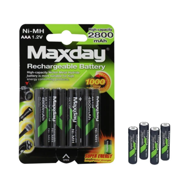 PILAS BATERIAS MAXDAY RECARGABLES AAA 1.2V X4