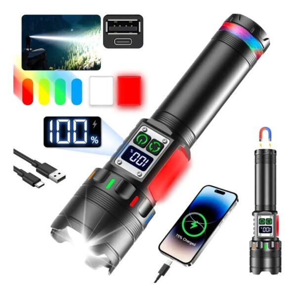 LINTERNA LED POTENTE TACTICA RECARGABLE