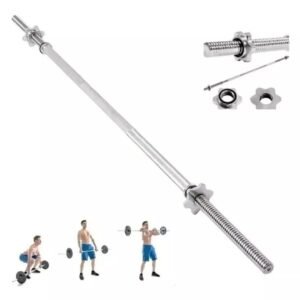 Barra para Pesas Recta Cromada 120CM con Seguros Gym