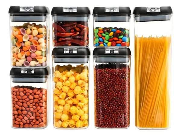 CONTENEDOR DE ALIMENTOS RECIPIENTES HERMETICOS X7 COLOR NEGRO