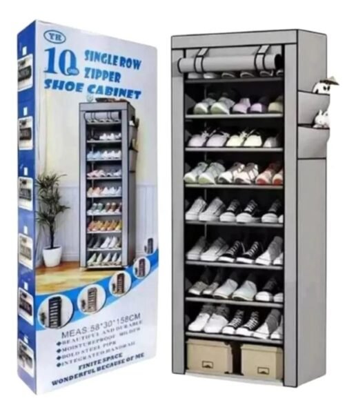 ORGANIZADOR ZAPATERO FORRO TELA DISEÑO TORRE 10 NIVELES