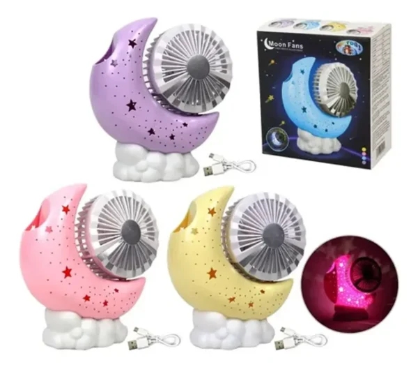 VENTILADOR CON LAMPARA MINI LUNA RECARGABLE