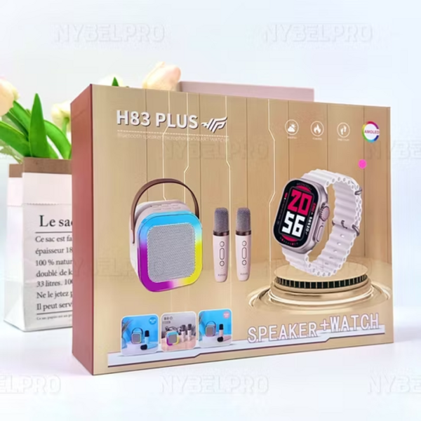 COMBO RELOJ + PARLANTE 2 MICROFONOS PORTATIL BLUETOOTH
