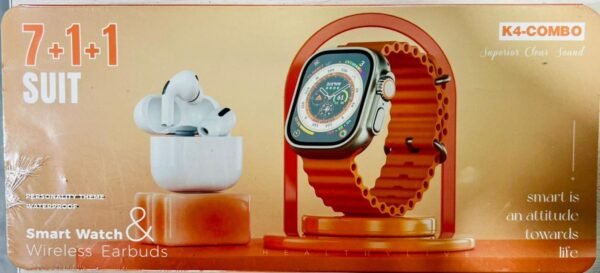 COMBO RELOJ SMART WATCH ULTRA Y AUDIFONOS INALAMBRICOS K4-COMBO