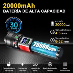 LINTERNA LED POTENTE TACTICA RECARGABLE