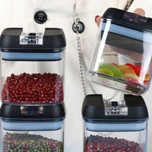 CONTENEDOR DE ALIMENTOS RECIPIENTES HERMETICOS X7 COLOR NEGRO
