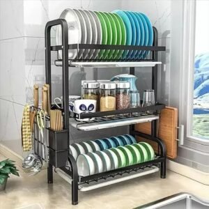 PLATERO ESCURRIDOR ESTANTE 3 NIVELES ORGANIZADOR