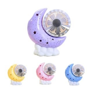 VENTILADOR CON LAMPARA MINI LUNA RECARGABLE