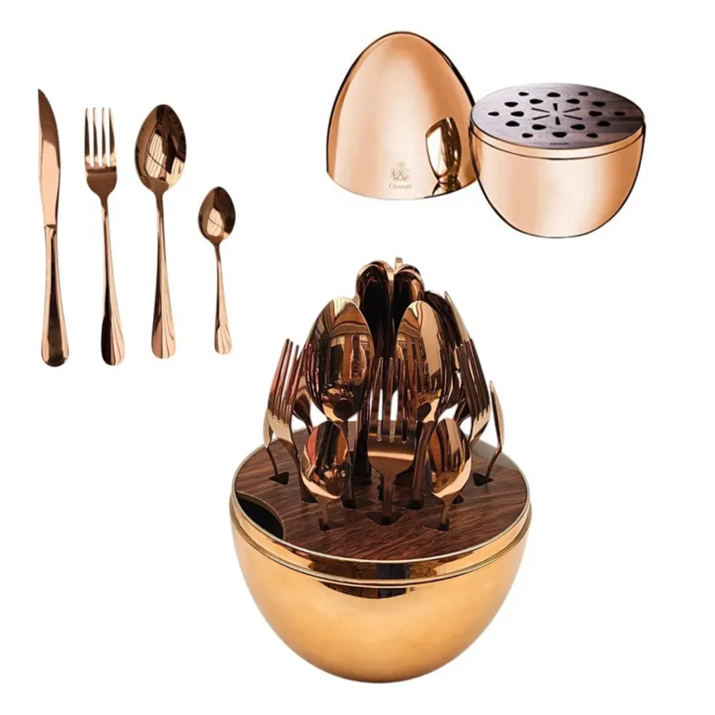 Juego de Cubiertos en Acero x24PCS Huevo Organizador
