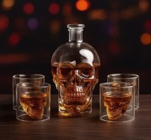 LICORERA WHISKERA DE CALAVERA 4 VASOS