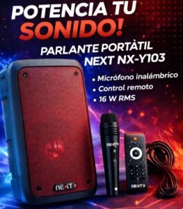 CABINA PARLANTE NEXT DE 8 LUCES LED NX-Y103
