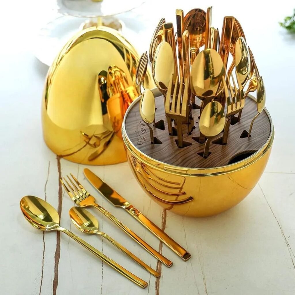 Juego de Cubiertos en Acero x24PCS Huevo Organizador