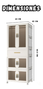 ARMARIO PORTATIL ORGANIZADOR CLOSET PLASTICO PLEGABLE 64x42x161.5Cm