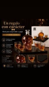 LICORERA WHISKERA DE CALAVERA 4 VASOS