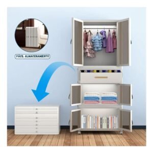ARMARIO PORTATIL ORGANIZADOR CLOSET PLASTICO PLEGABLE 64x42x161.5Cm