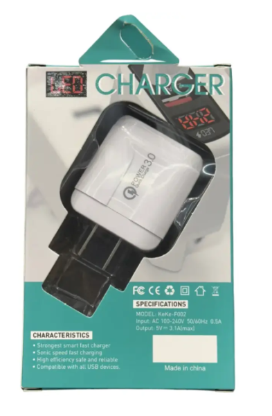 Cargador Led Carga Rápida 3.1A 2 Usb